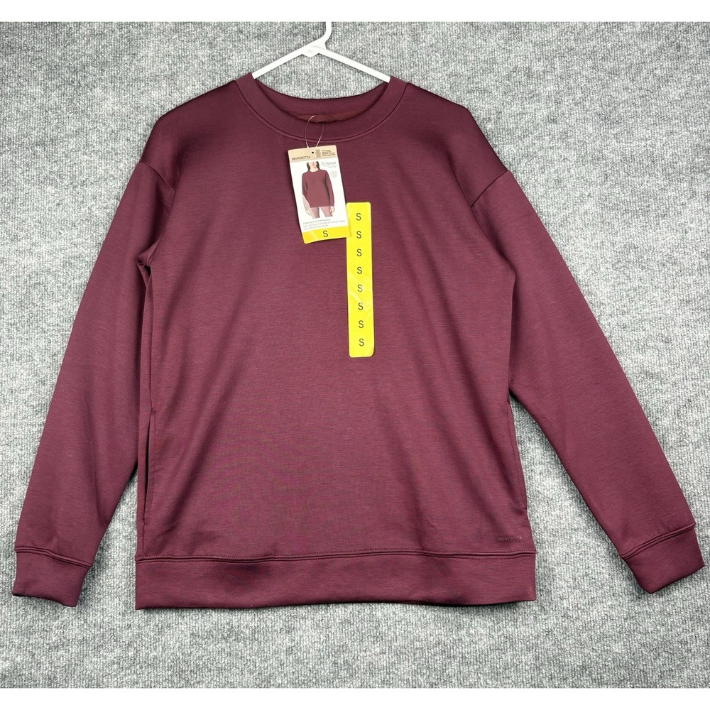 Mondetta Women's Cozy Active Crewneck Pullover Dark Red S New With Tags